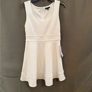 White Sleeveless Textured Dress